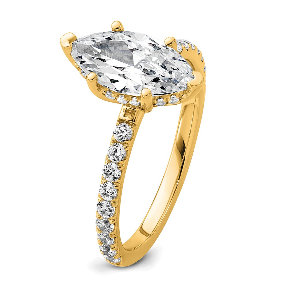 14K Yellow Gold 2 5/8 carat Certified Lab Grown Diamond VS+ F+ Marquise Complete Solitaire with Flair Engagement Ring