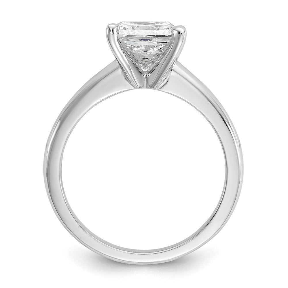 14K White Gold 2 carat Certified Lab Grown Diamond VS+ F+ Princess Complete Solitaire Engagement Ring