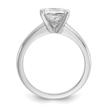 14K White Gold 2 carat Certified Lab Grown Diamond VS+ F+ Princess Complete Solitaire Engagement Ring