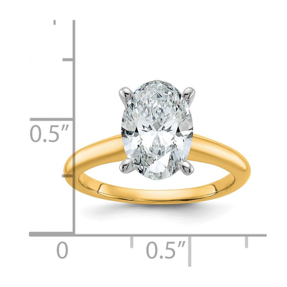 14K Two-Tone Gold 2 1/2 carat Certified Lab Grown Diamond VS+ F+ Oval Complete Solitaire Engagement Ring