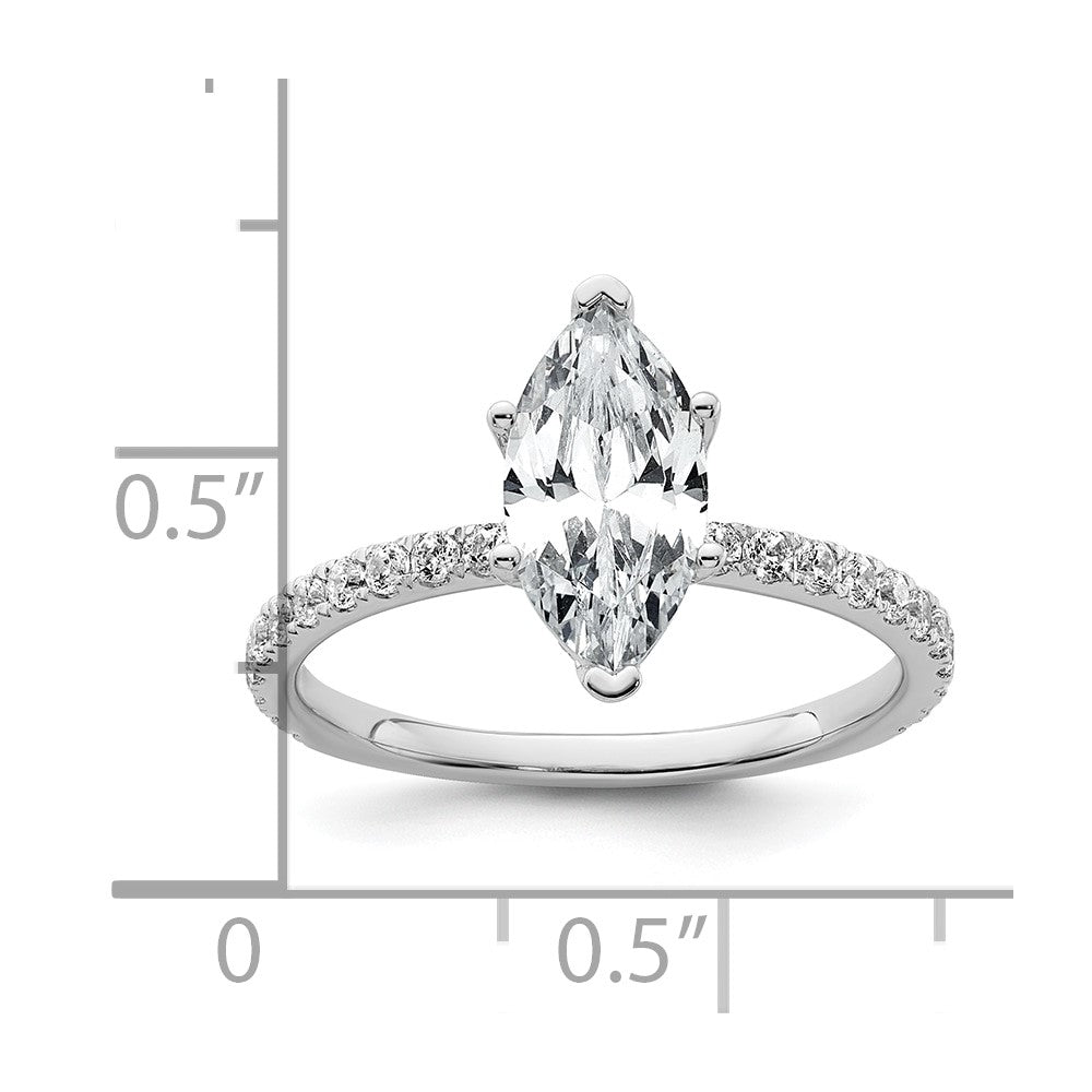 14K White Gold 2 carat Certified Lab Grown Diamond VS/SI+ G+ Marquise Complete Solitaire with Flair Engagement Ring