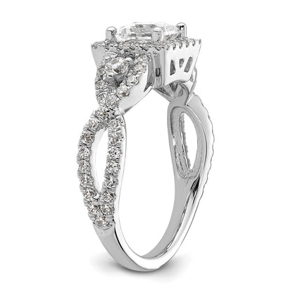 14K White Gold Halo Plus (Holds 3/4 carat (5.00mm) Princess Center) 3/4 carat Diamond Semi-Mount Engagement Ring