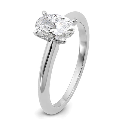 14K White Gold 1 carat Certified Lab Grown Diamond VS+ F+ Oval Complete Solitaire Engagement Ring