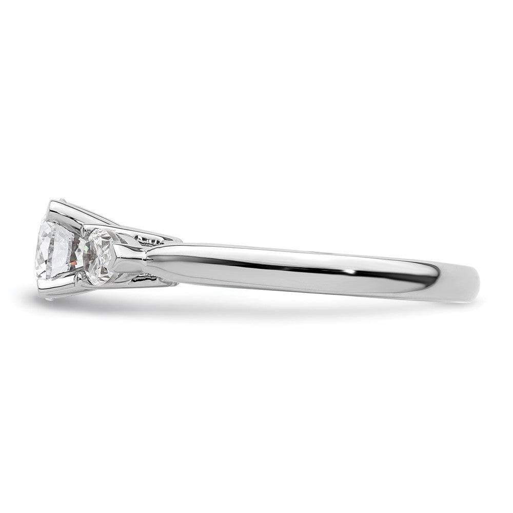 14K White Gold 3-Stone Peg Set Center Pear Diamond Semi-mount Engagement Ring