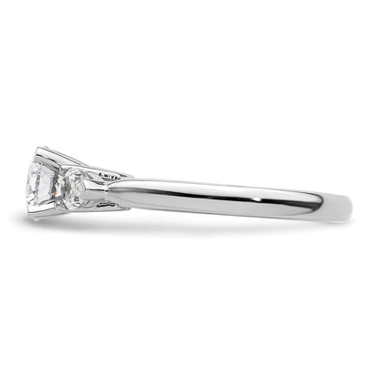 14K White Gold 3-Stone Peg Set Center Pear Diamond Semi-mount Engagement Ring