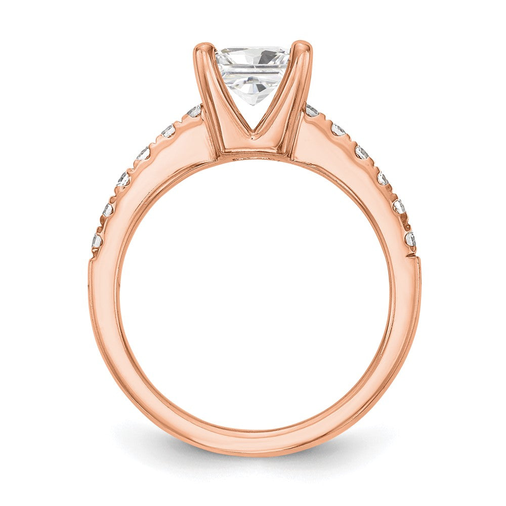 True Origin 14K Rose Gold 1/5 carat Lab Grown Diamond VS+ F+ Semi-Mount Princess Engagement Ring