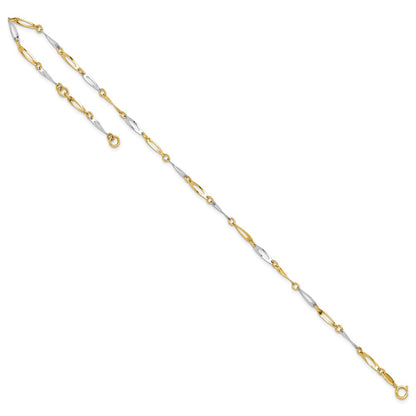 14K Two-Tone Gold Polished Oval Twist Link 9 Inch Plus 1 Inch Extender - Total 10 Inch Anklet
