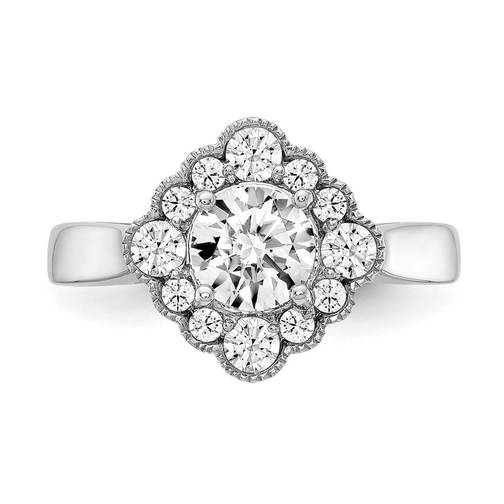 True Origin 14K White Gold 1/4 carat Lab Grown Diamond VS+ F+ Semi-Mount Round  Halo Engagement Ring