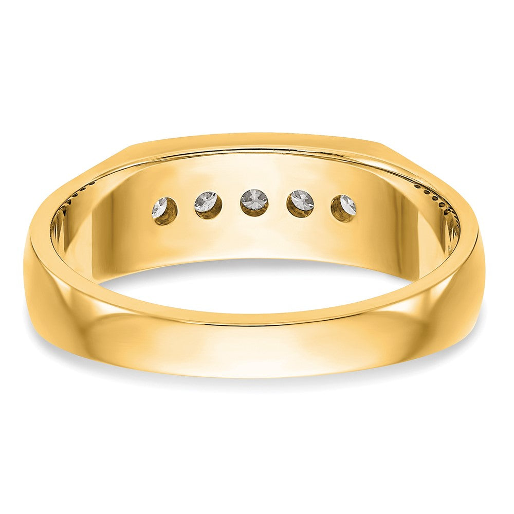 True Origin 14K Yellow Gold Men's 1/3 carat Lab Grown Diamond VS+ F+ Complete Channel Five Stone Wedding Band Ring