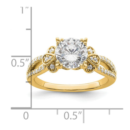 14K Yellow Gold Split Shank (Holds 1.5 carat (7.5mm) Round Center) 1/4 carat Diamond Semi-Mount Engagement Ring