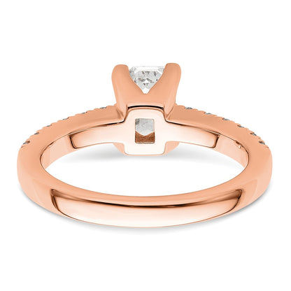 True Origin 14K Rose Gold 3/8 carat Lab Grown Diamond VS+ F+ Semi-Mount Emerald Engagement Ring