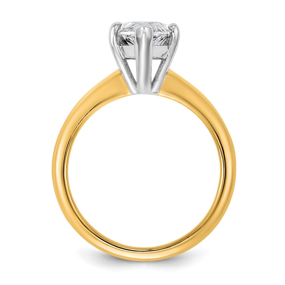 14K Two-Tone Gold Two-tone 3 carat Lab Grown Diamond VS+ F+ Marquise Solitaire Complete Engagement Ring