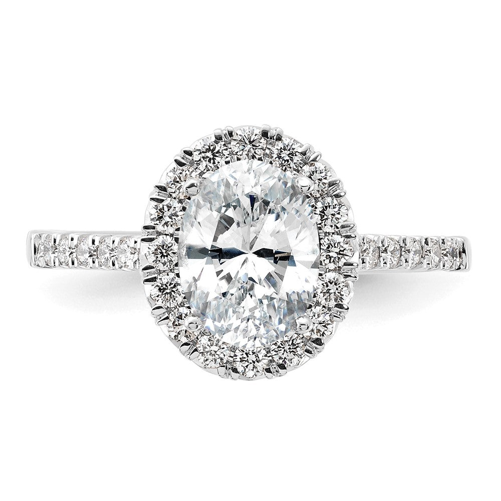 True Origin 14K White Gold 1/2 carat Lab Grown Diamond VS+ F+ Semi-Mount Oval Halo Engagement Ring