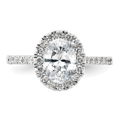 True Origin 14K White Gold 1/2 carat Lab Grown Diamond VS+ F+ Semi-Mount Oval Halo Engagement Ring