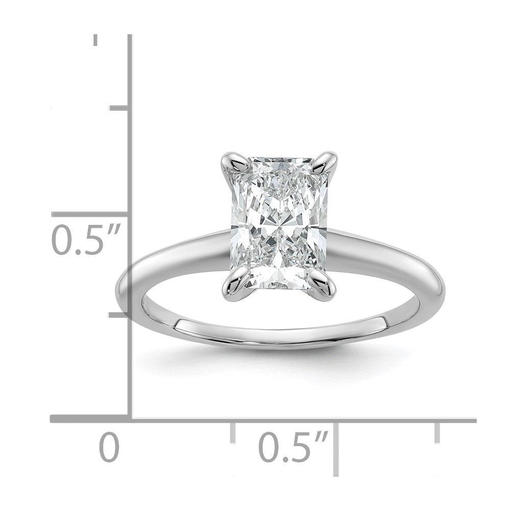 14K White Gold 1 1/2 carat Certified Lab Grown Diamond VS+ F+ Radiant Solitaire Complete Engagement Ring