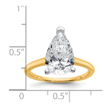 14K Two-Tone Gold Two-tone 3 carat Lab Grown Diamond VS+ F+ Pear Solitaire Complete Engagement Ring
