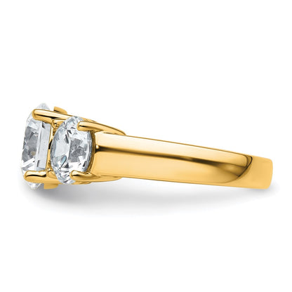 True Origin 14K Yellow Gold 5 carat Lab Grown Diamond VS+ F+ Complete Round Three Stone Ring