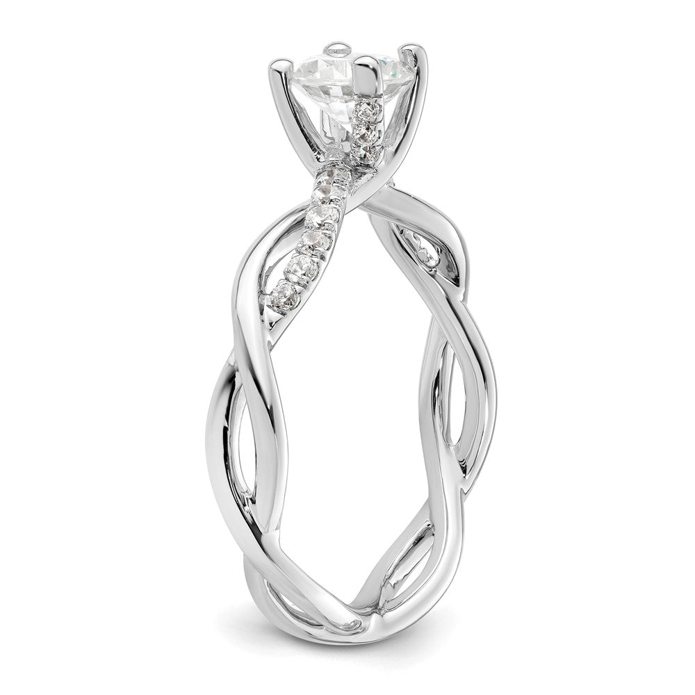 14K White Gold Criss-Cross (Holds 3/4 carat (5.8mm) Round Center) 1/5 carat Diamond Semi-mount Engagement Ring