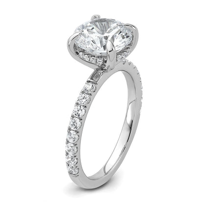 14K White Gold 3 1/2 carat Certified Lab Grown Diamond VS+ F+ Round Complete Solitaire with Flair Engagement Ring