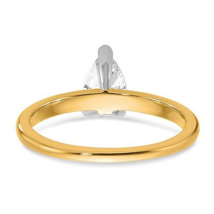 14K Two-Tone Gold Two-tone 3/4 carat Lab Grown Diamond VS+ F+ Pear Solitaire Complete Engagement Ring