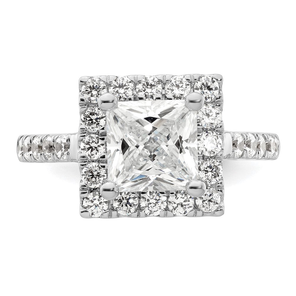 14K White Gold Halo Plus (Holds 1.75 carat (6.9mm) Princess Center) 7/8 carat Diamond Semi-Mount Engagement Ring