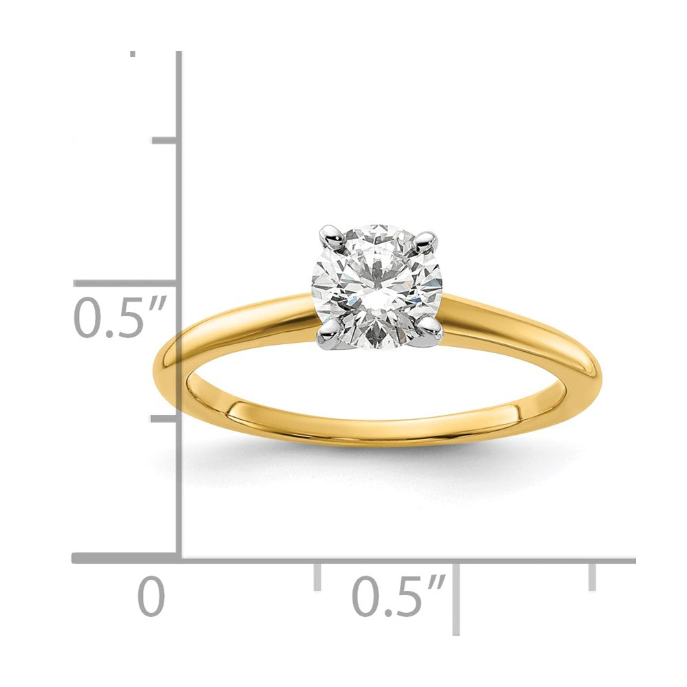 14K Two-Tone Gold 3/4 carat Certified Lab Grown Diamond VS+ F+ Round Complete Solitaire Engagement Ring