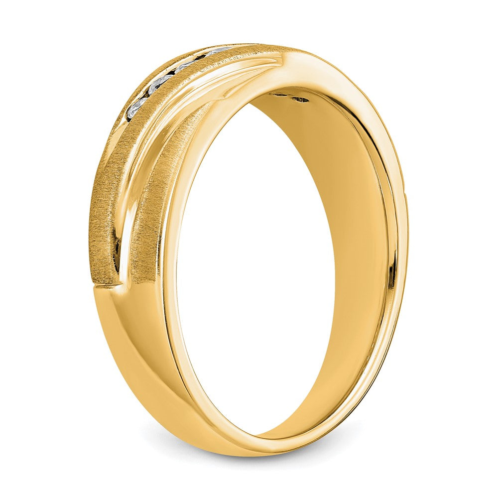 True Origin 14K Yellow Gold Men's 1/4 carat Lab Grown Diamond VS+ F+ Complete Brushed and Polished Wedding Band Ring