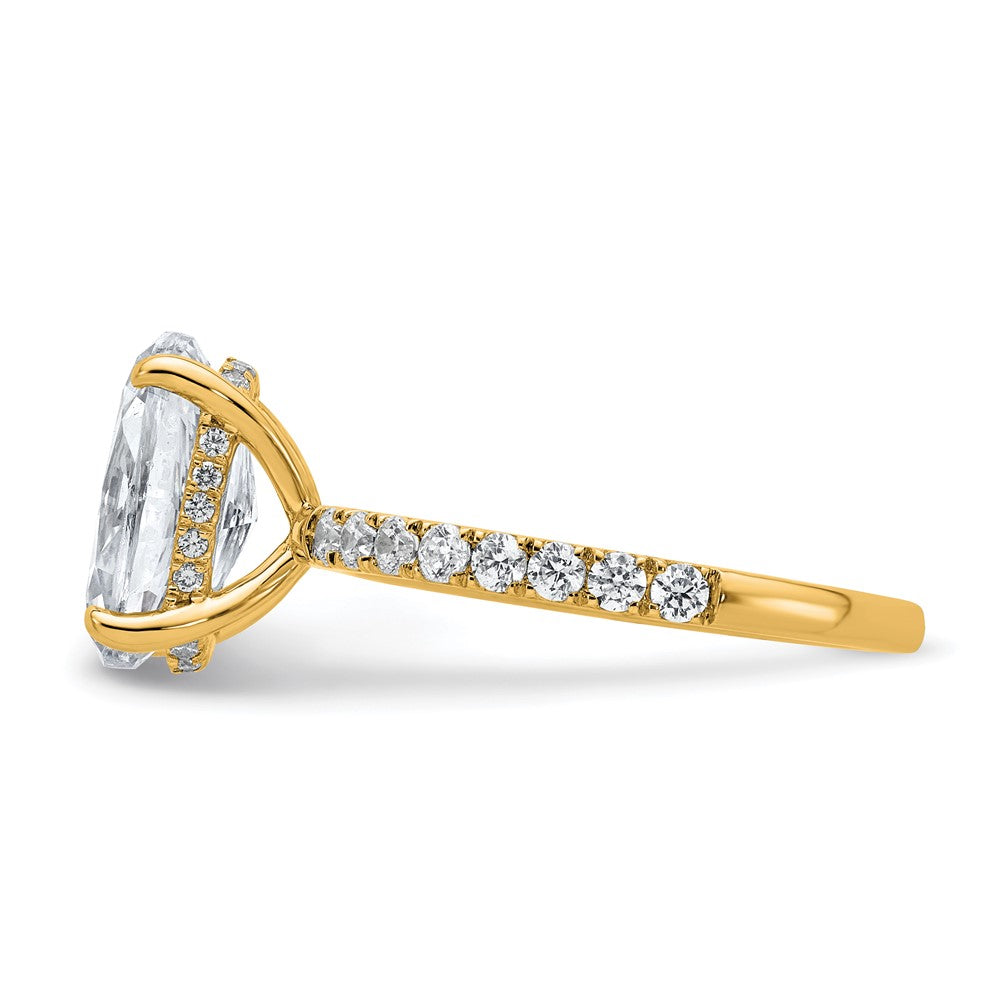 14K Yellow Gold 3 1/2 carat Certified Lab Grown Diamond VS+ F+ Oval Complete Solitaire with Flair Engagement Ring