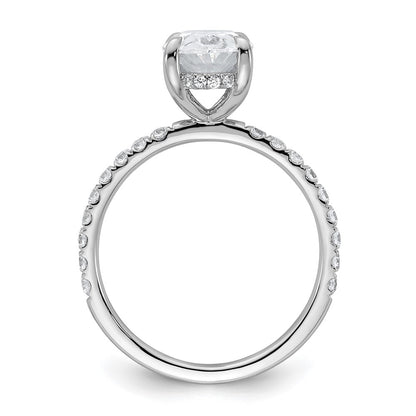 14K White Gold 2 5/8 carat Certified Lab Grown Diamond VS+ F+ Oval Complete Solitaire with Flair Engagement Ring