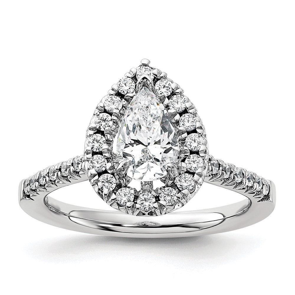 True Origin 14K White Gold 3/8 carat Lab Grown Diamond VS+ F+ Semi-Mount Pear Halo Engagement Ring