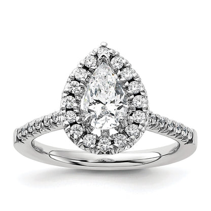 True Origin 14K White Gold 3/8 carat Lab Grown Diamond VS+ F+ Semi-Mount Pear Halo Engagement Ring