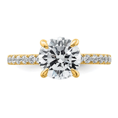 14K Yellow Gold 2 3/8 carat Certified Lab Grown Diamond VS/SI+ G+ Round Complete Solitaire with Flair Engagement Ring