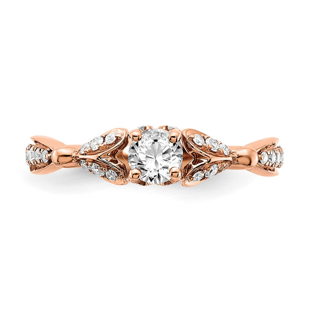 14K Rose Gold Two Hearts Diamond Semi-mount Engagement Ring