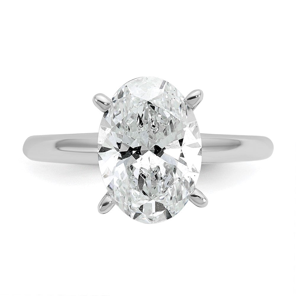 14K White Gold 3 carat Certified Lab Grown Diamond VS+ F+ Oval Complete Solitaire Engagement Ring