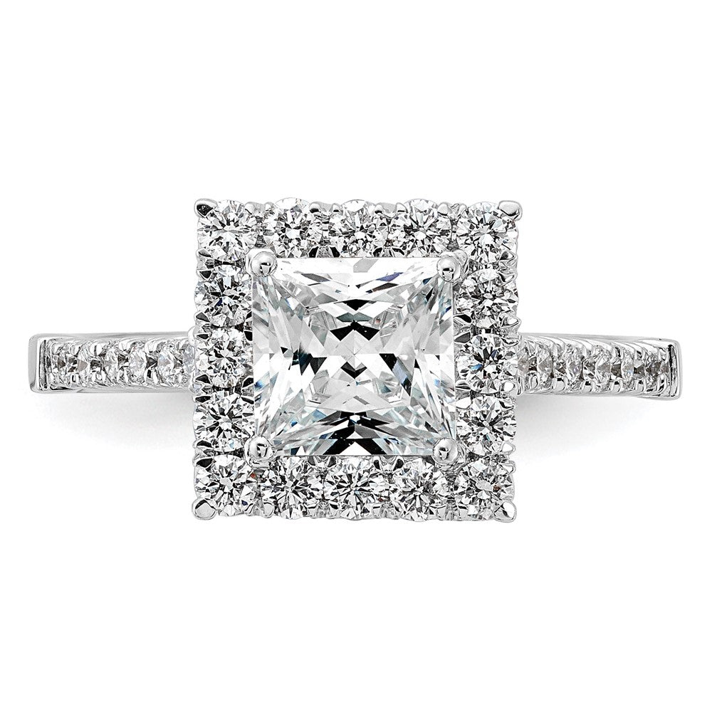 True Origin 14K White Gold 3/4 carat Lab Grown Diamond VS+ F+ Semi-Mount Princess Halo Engagement Ring