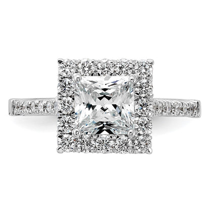 True Origin 14K White Gold 3/4 carat Lab Grown Diamond VS+ F+ Semi-Mount Princess Halo Engagement Ring