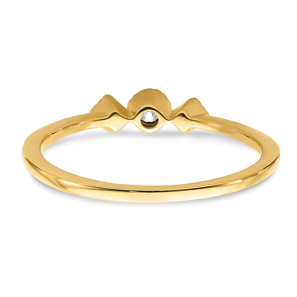 14K Yellow Gold Beaded Edge Petite 3-Stone 1/10 carat Round/Princess Diamond Complete Promise/Engagement Ring