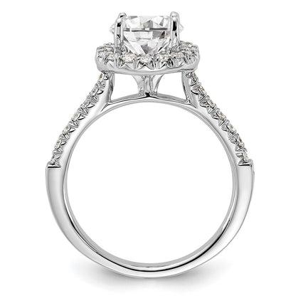True Origin 14K White Gold 1/2 carat Lab Grown Diamond VS+ F+ Semi-Mount Round Halo Engagement Ring