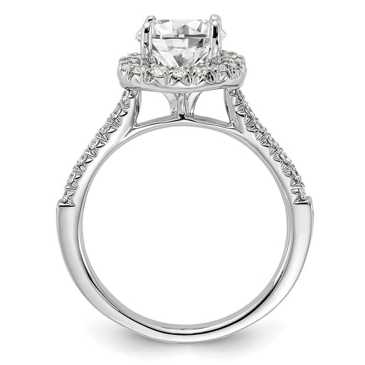 True Origin 14K White Gold 1/2 carat Lab Grown Diamond VS+ F+ Semi-Mount Round Halo Engagement Ring