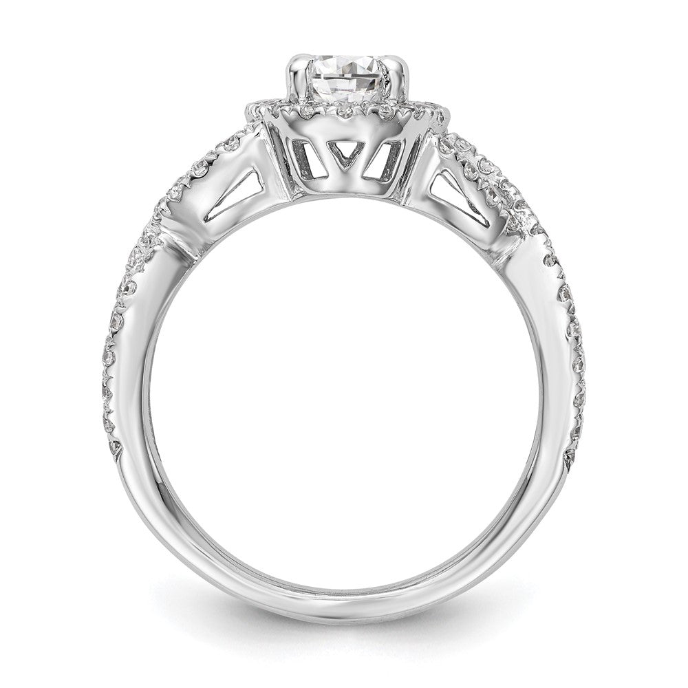 14K White Gold Halo Twist (Holds 1 carat (7.5x5.5mm) Oval Center) 3/4 carat Diamond Semi-Mount Engagement Ring