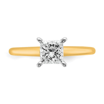 14K Two-Tone Gold Two-tone 1 carat Certified Lab Grown Diamond VS+ F+ Princess Complete Solitaire Engagement Ring