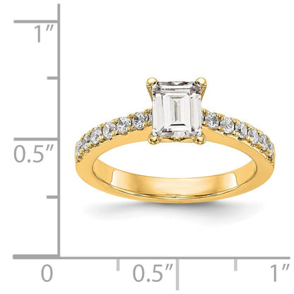True Origin 14K Yellow Gold 1/3 carat Lab Grown Diamond VS+ F+ Semi-Mount Emerald Engagement Ring