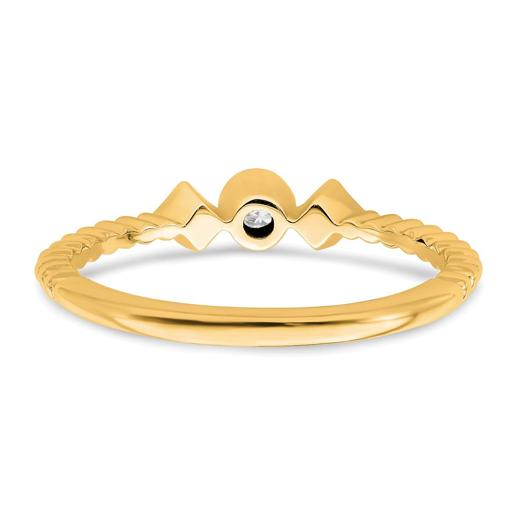 14K Yellow Gold Scalloped Wedding Band Ring Petite 3-Stone 1/15 carat Round Diamond Complete Promise/Engagement Ring