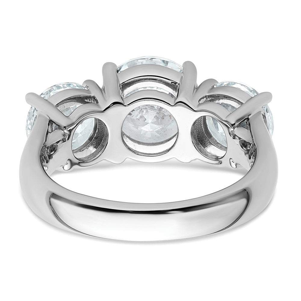 14K White Gold 5 carat Lab Grown Diamond VS+ F+ Three Stone Complete Engagement Ring