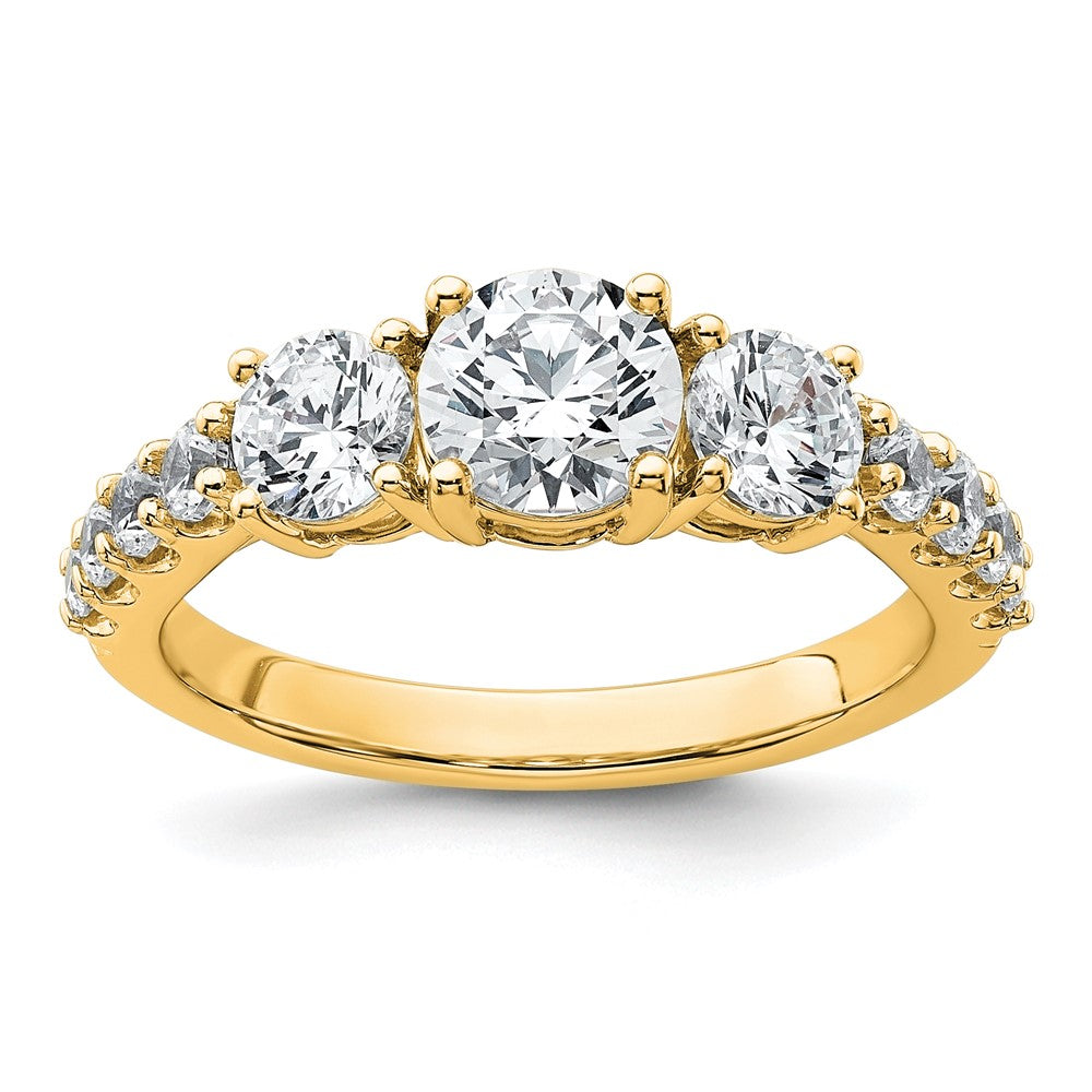 True Origin 14K Yellow Gold 2 carat Lab Grown Diamond VS+ F+ Complete Round Three Stone Ring