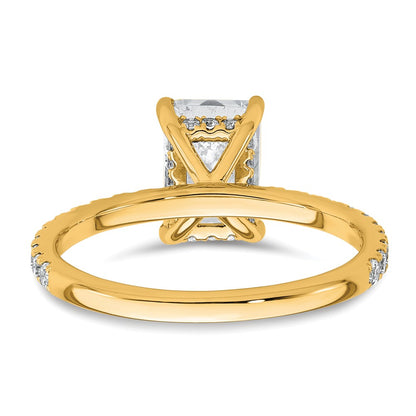 14K Yellow Gold 2 carat Certified Lab Grown Diamond VS+ F+ Radiant Complete Solitaire with Flair Engagement Ring