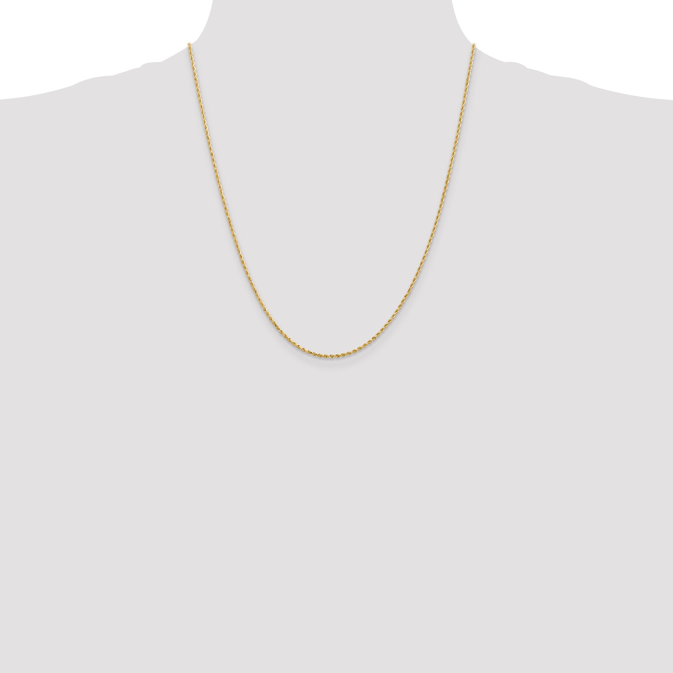 22 Inch 14K Yellow Gold 1.5mm Diamond Cut Rope Chain Necklace