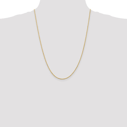 24 Inch 14K Yellow Gold 1.5mm Diamond Cut Rope Chain Necklace