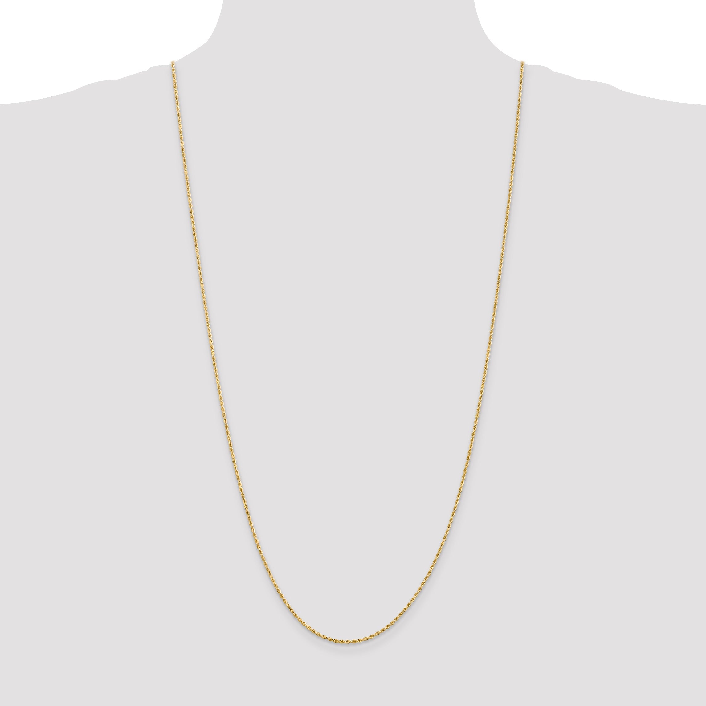 3 Inch 14K Yellow Gold 1.5mm Diamond Cut Rope Chain Necklace