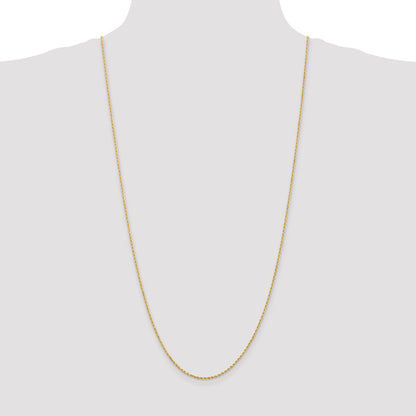 3 Inch 14K Yellow Gold 1.5mm Diamond Cut Rope Chain Necklace